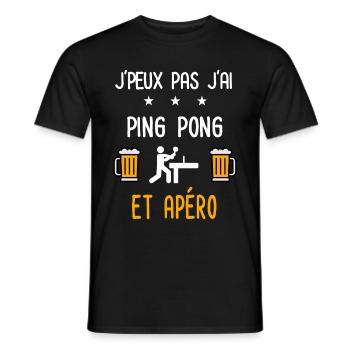 je peux pas j'ai ping pong apéro - T-shirt homme - noir - Devant - AI Model Male 178 light (178cm)