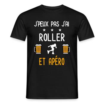 je peux pas j'ai roller apéro - T-shirt homme - noir - Devant - AI Model Male 178 light (178cm)