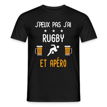 je peux pas j'ai rugby joueur apéro - T-shirt homme - noir - Devant - AI Model Male 178 light (178cm)