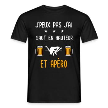je peux pas j'ai saut en hauteur apéro - T-shirt homme - noir - Devant - AI Model Male 178 light (178cm)