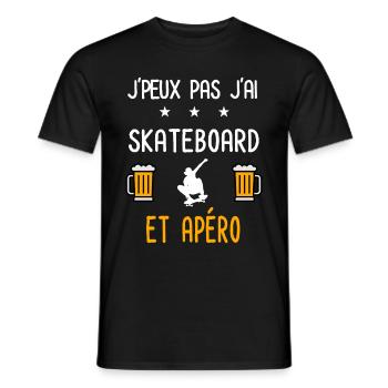 je peux pas j'ai skateboard apéro - T-shirt homme - noir - Devant - AI Model Male 178 light (178cm)