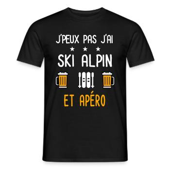 je peux pas j'ai ski alpin apéro - T-shirt homme - noir - Devant - AI Model Male 178 light (178cm)