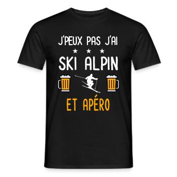 je peux pas j'ai ski alpin skieur apéro - T-shirt homme - noir - Devant - AI Model Male 178 light (178cm)