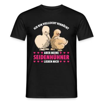 Ich Bin Vielleicht Verrückt Aber Meine Seidenhühne - Männer T-Shirt - Schwarz - Vorne - AI Model Male 178 light (178cm)