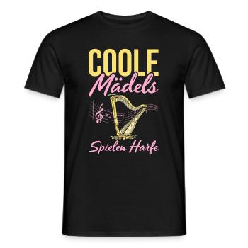 Coole Mädels Spielen Harfe Geschenk - Männer T-Shirt - Schwarz - Vorne - AI Model Male 178 light (178cm)