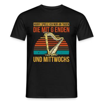 Harfe Spiele Ich Nur An Tage Die Mit G Enden Und M - Männer T-Shirt - Schwarz - Vorne - AI Model Male 178 light (178cm)