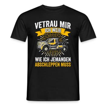 Vetrau Mir Ich Weiß Wie Ich Jemanden Abschleppen M - Männer T-Shirt - Schwarz - Vorne - AI Model Male 178 light (178cm)