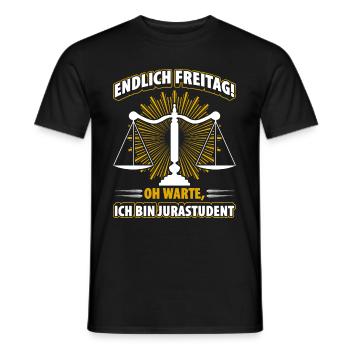 Endlich Freitag! Oh Warte, Ich Bin Jurastudent - Männer T-Shirt - Schwarz - Vorne - AI Model Male 178 light (178cm)