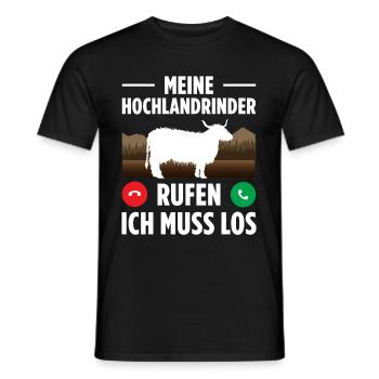 Meine Hochlandrinder Rufen Ich Muss Los - Männer T-Shirt - Schwarz - Vorne - AI Model Male 178 light (178cm)