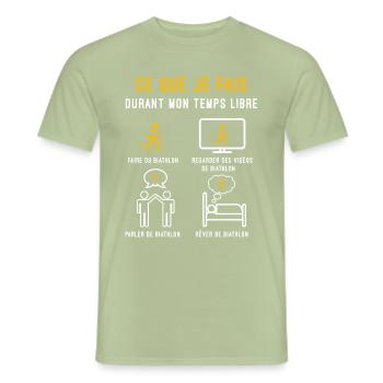 biathlon temps libre cadeau biathlète - T-shirt homme - vert sauge - Devant - AI Model Male 178 light (178cm)