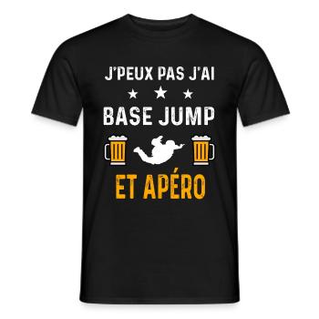 je peux pas j'ai base jump et apéro - T-shirt homme - noir - Devant - AI Model Male 178 light (178cm)