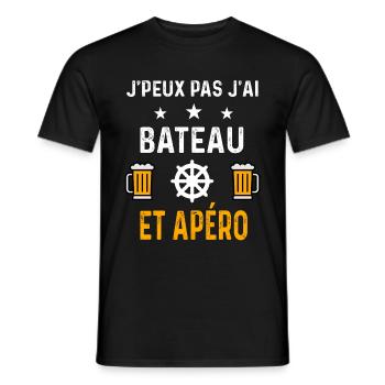 je peux pas j'ai bateau gouvernail et apéro - T-shirt homme - noir - Devant - AI Model Male 178 light (178cm)