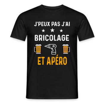 je peux pas j'ai bricolage perceuse et apéro - T-shirt homme - noir - Devant - AI Model Male 178 light (178cm)