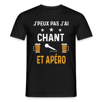 je peux pas j'ai chant micro et apéro - T-shirt homme - noir - Devant - AI Model Male 178 light (178cm)