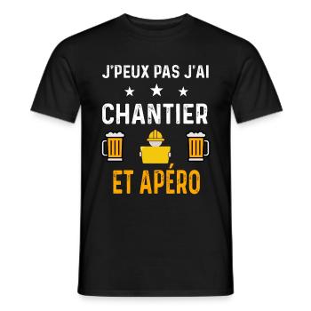 je peux pas j'ai chantier et apéro - T-shirt homme - noir - Devant - AI Model Male 178 light (178cm)