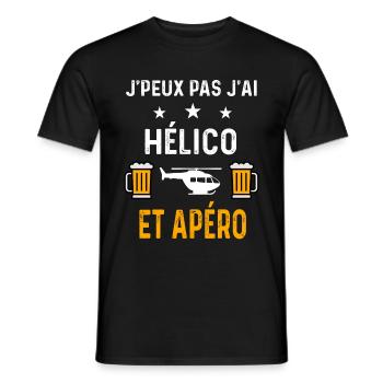 je peux pas j'ai hélico et apéro - T-shirt homme - noir - Devant - AI Model Male 178 light (178cm)