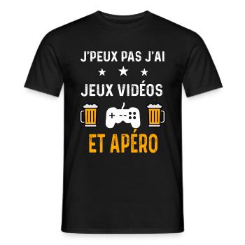 je peux pas j'ai jeux vidéos et apéro - T-shirt homme - noir - Devant - AI Model Male 178 light (178cm)