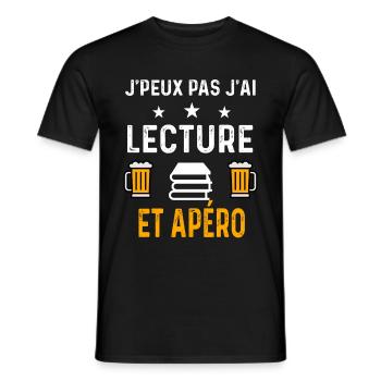je peux pas j'ai lecture et apéro - T-shirt homme - noir - Devant - AI Model Male 178 light (178cm)