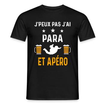 je peux pas j'ai para et apéro - T-shirt homme - noir - Devant - AI Model Male 178 light (178cm)