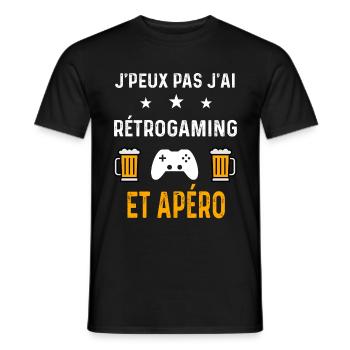 je peux pas j'ai rétrogaming et apéro - T-shirt homme - noir - Devant - AI Model Male 178 light (178cm)