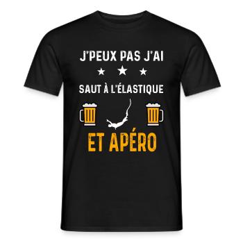 je peux pas j'ai saut à l'élastique et apéro - T-shirt homme - noir - Devant - AI Model Male 178 light (178cm)