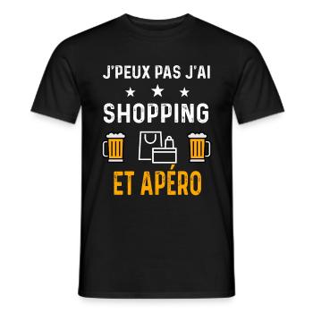 je peux pas j'ai shopping et apéro - T-shirt homme - noir - Devant - AI Model Male 178 light (178cm)