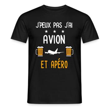 je peux pas avion - T-shirt homme - noir - Devant - AI Model Male 178 light (178cm)