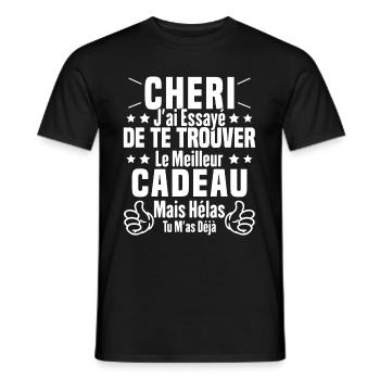 Chéri Saint Valentin Amour Couple Humour - T-shirt homme - noir - Devant - AI Model Male 178 light (178cm)