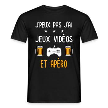 je peux pas jeux vidéos - T-shirt homme - noir - Devant - AI Model Male 178 light (178cm)