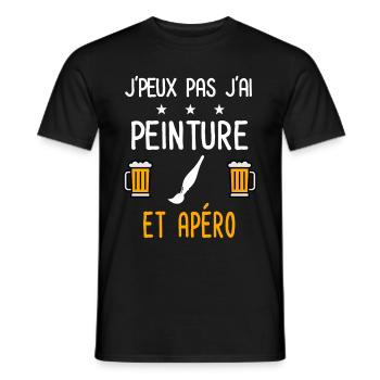 je peux pas peinture pinceau - T-shirt homme - noir - Devant - AI Model Male 178 light (178cm)
