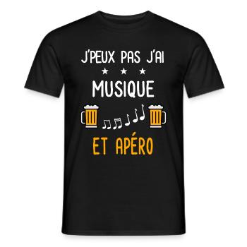 je peux pas musique - T-shirt homme - noir - Devant - AI Model Male 178 light (178cm)