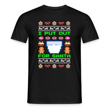 I put out for Santa Ugly Christmas - Men's T-Shirt - black - Front - AI Model Male 178 light (178cm)