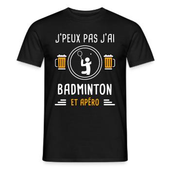 je peux pas j'ai badminton sport apéro cadeau - T-shirt homme - noir - Devant - AI Model Male 178 light (178cm)