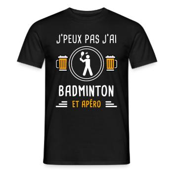je peux pas j'ai badminton joueur apéro cadeau - T-shirt homme - noir - Devant - AI Model Male 178 light (178cm)