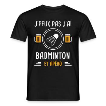 je peux pas j'ai badminton apéro cadeau - T-shirt homme - noir - Devant - AI Model Male 178 light (178cm)