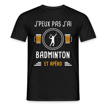 je peux pas j'ai badminton homme apéro cadeau - T-shirt homme - noir - Devant - AI Model Male 178 light (178cm)