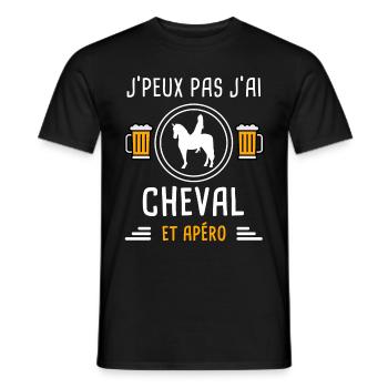 je peux pas j'ai cheval femme apéro cadeau - T-shirt homme - noir - Devant - AI Model Male 178 light (178cm)