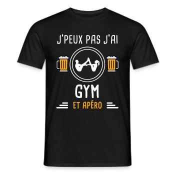 je peux pas j'ai gym apéro cadeau - T-shirt homme - noir - Devant - AI Model Male 178 light (178cm)