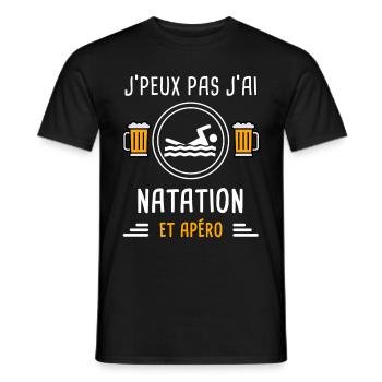 je peux pas j'ai natation apéro cadeau - T-shirt homme - noir - Devant - AI Model Male 178 light (178cm)