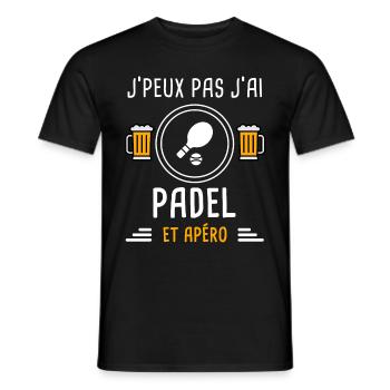 je peux pas j'ai padel raquette apéro cadeau - T-shirt homme - noir - Devant - AI Model Male 178 light (178cm)