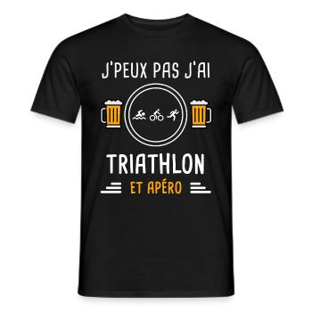 je peux pas j'ai triathlon sport apéro cadeau - T-shirt homme - noir - Devant - AI Model Male 178 light (178cm)