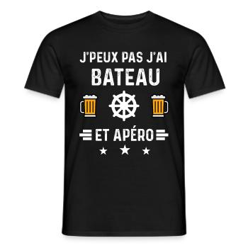j'peux pas j'ai bateau gouvernail et apéro - T-shirt homme - noir - Devant - AI Model Male 178 light (178cm)