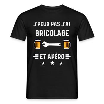 j'peux pas j'ai bricolage clé molette et apéro - T-shirt homme - noir - Devant - AI Model Male 178 light (178cm)