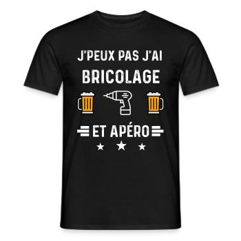 j'peux pas j'ai bricolage perceuse et apéro - T-shirt homme - noir - Devant - AI Model Male 178 light (178cm)