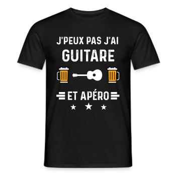 j'peux pas j'ai guitare et apéro - T-shirt homme - noir - Devant - AI Model Male 178 light (178cm)