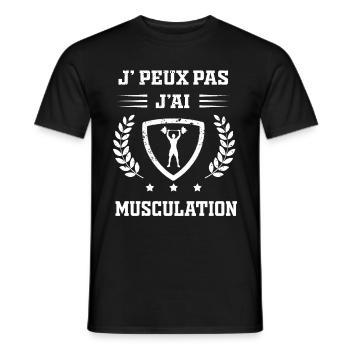 Je peux pas j'ai musculation humour - T-shirt homme - noir - Devant - AI Model Male 178 light (178cm)