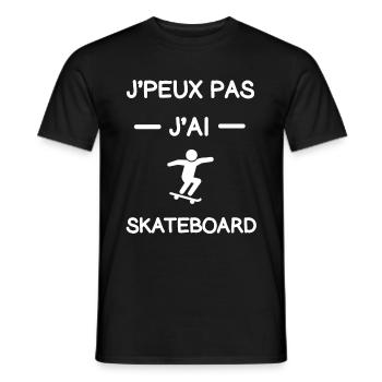 Je peux pas j'ai skateboard cadeau skatboardeur - T-shirt homme - noir - Devant - AI Model Male 178 light (178cm)