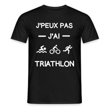 Je peux pas j'ai triathlon cadeau triathlète - T-shirt homme - noir - Devant - AI Model Male 178 light (178cm)