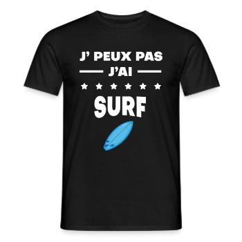 Je peux pas j'ai surf planche - T-shirt homme - noir - Devant - AI Model Male 178 light (178cm)