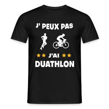 Je peux pas j'ai duathlon cadeau duathlète - T-shirt homme - noir - Devant - AI Model Male 178 light (178cm)